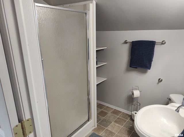 704 S Washington St, Mcleansboro, IL 62859 - full bath featuring a shower stall and baseboards