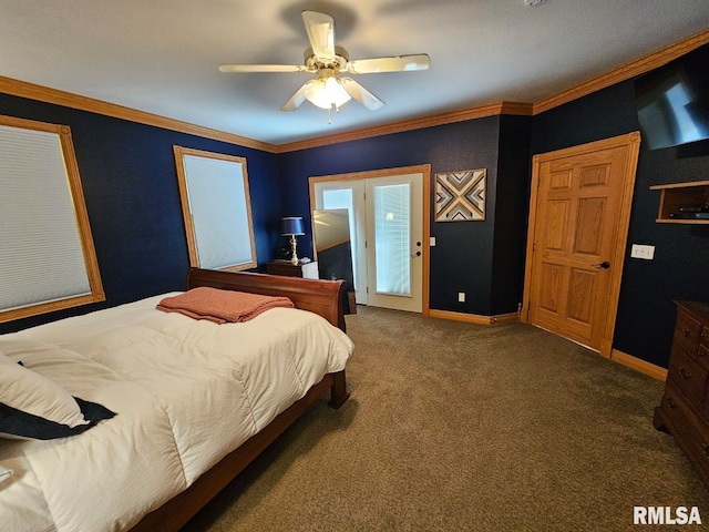 9 Fawn Dr, Fairfield, IL 62837 - bedroom featuring carpet floors, baseboards, and a ceiling fan