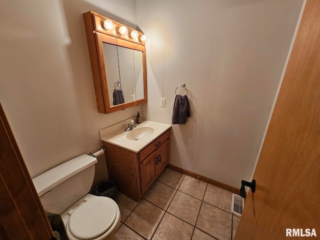 9 Fawn Dr, Fairfield, IL 62837 - half bath featuring toilet, vanity, tile patterned flooring, and baseboards
