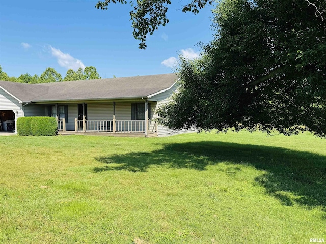 3685 Lick Creek Rd, Anna, IL 62906 - view of front of property with covered porch, a front lawn, and an attached garage