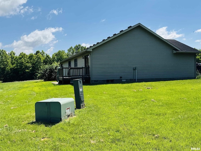 3685 Lick Creek Rd, Anna, IL 62906 - view of home's exterior featuring a wooden deck, crawl space, and a yard