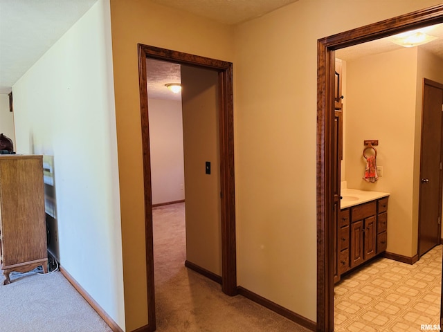 3685 Lick Creek Rd, Anna, IL 62906 - corridor with baseboards and light carpet
