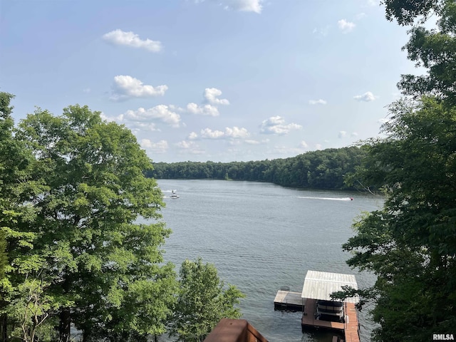 1150 Lakeview Dr, Creal Springs, IL 62922 - water view featuring a floating dock and a heavily wooded area
