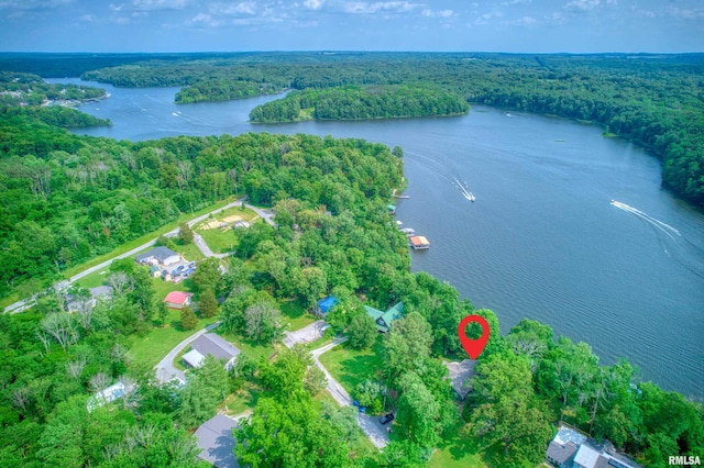 1150 Lakeview Dr, Creal Springs, IL 62922 - aerial overview of property's location featuring a heavily wooded area and a nearby body of water
