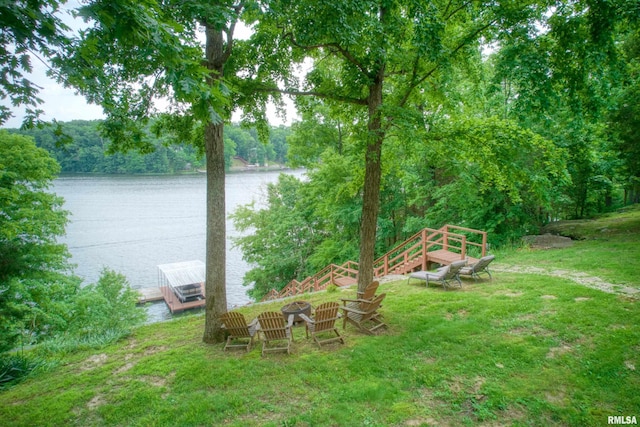 1150 Lakeview Dr, Creal Springs, IL 62922 - view of grassy yard featuring a water view and a forest view