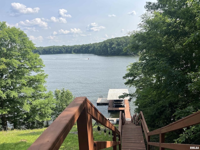 1150 Lakeview Dr, Creal Springs, IL 62922 - water view with a floating dock and a forest