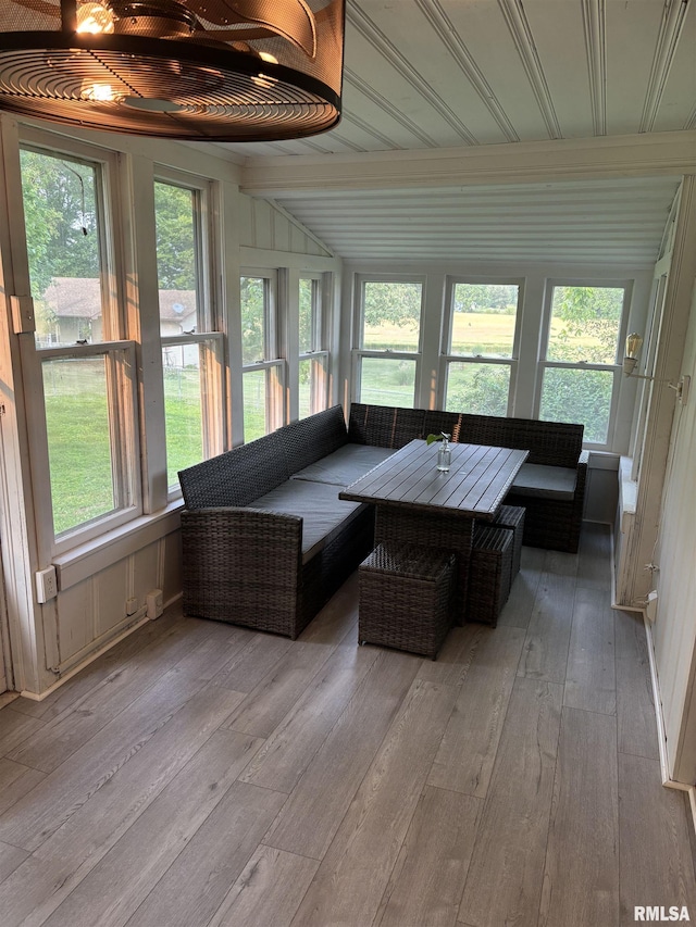 6984 Washington St, Mulkeytown, IL 62865 - sunroom featuring hardwood / wood-style floors, an outdoor living space, and plenty of natural light