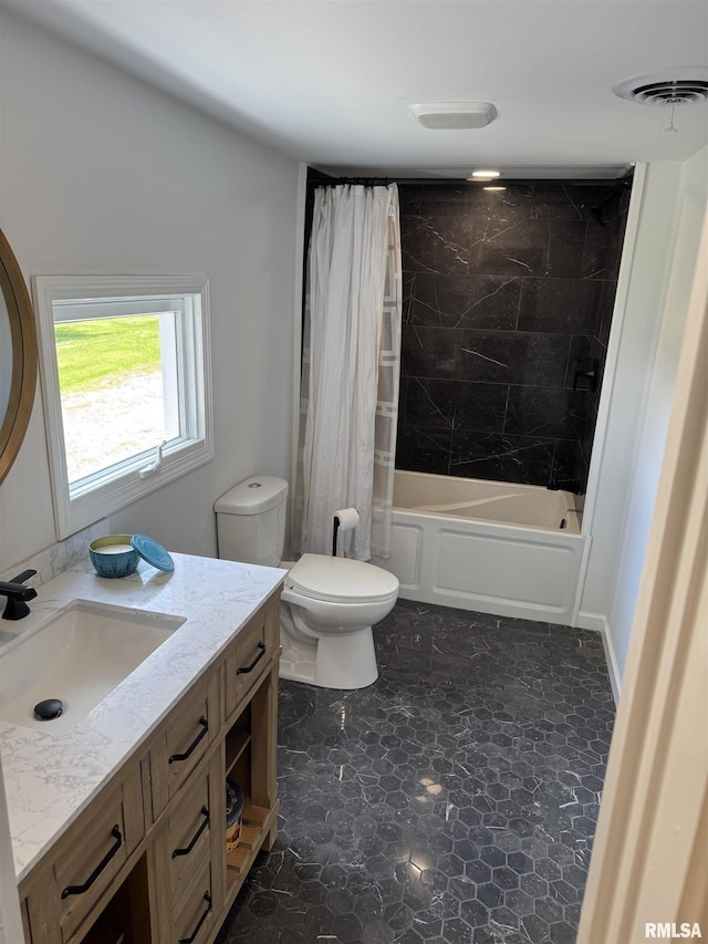 6984 Washington St, Mulkeytown, IL 62865 - full bath with vanity, toilet, and shower / tub combo