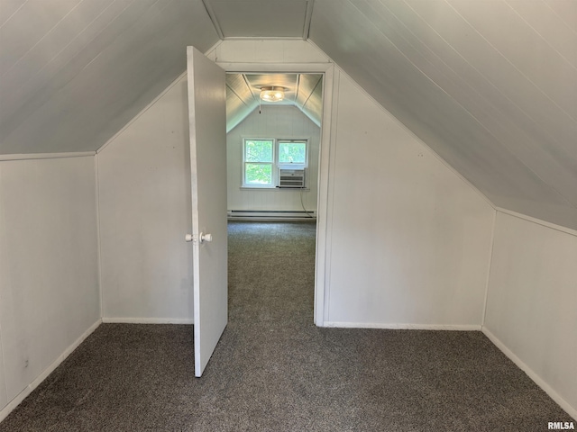 6984 Washington St, Mulkeytown, IL 62865 - bonus room with carpet, a baseboard radiator, lofted ceiling, and cooling unit