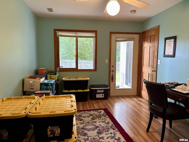 108 N Gordon Ln, Carbondale, IL 62901 - interior space with wood finished floors and a ceiling fan