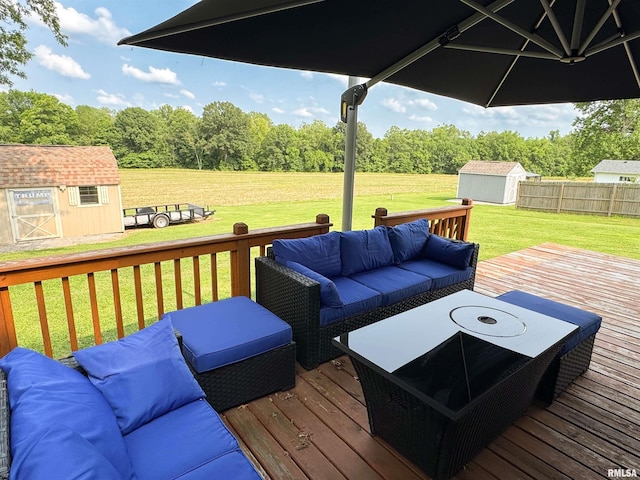 310 Williford Rd, Jonesboro, IL 62952 - wooden terrace featuring an outdoor hangout area and a forest view