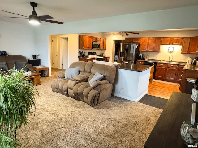 310 Williford Rd, Jonesboro, IL 62952 - living area featuring ceiling fan and light colored carpet