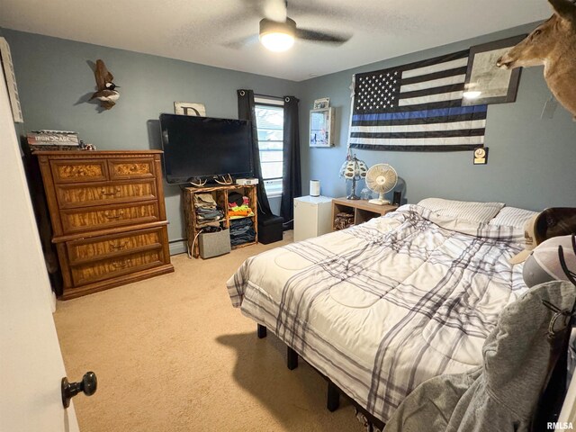 310 Williford Rd, Jonesboro, IL 62952 - carpeted bedroom featuring a ceiling fan and baseboard heating