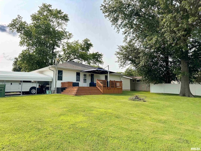 310 Williford Rd, Jonesboro, IL 62952 - rear view of property with an attached carport and a wooden deck