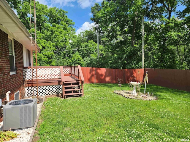605 Pace Ave, Mount Vernon, IL 62864 - view of yard with central AC and a wooden deck
