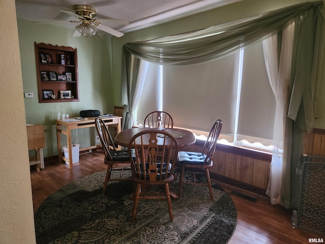 605 Pace Ave, Mount Vernon, IL 62864 - dining space featuring dark wood-style floors, a ceiling fan, and an office area