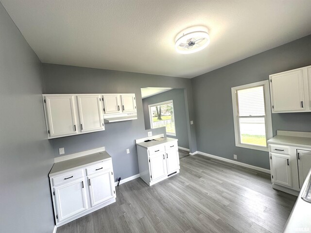 1206 E 2nd St, Centralia, IL 62801 - kitchen with white cabinetry, light wood finished floors, light countertops, and baseboards