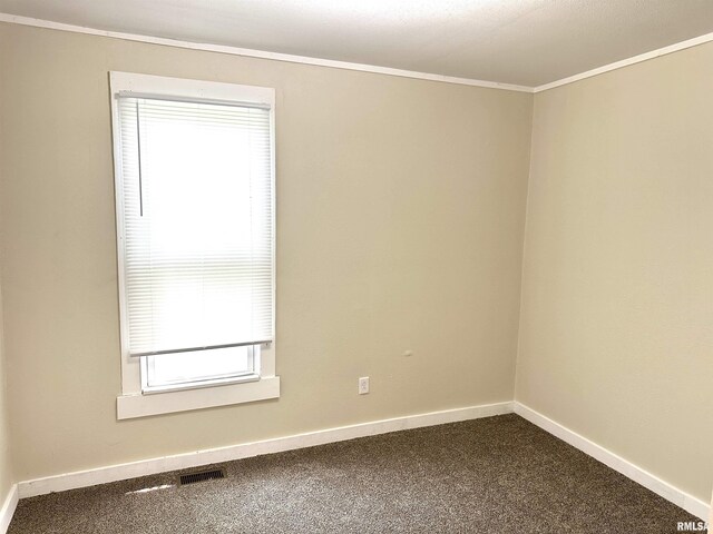 518 Noleman St, Centralia, IL 62801 - spare room with dark carpet, crown molding, and baseboards