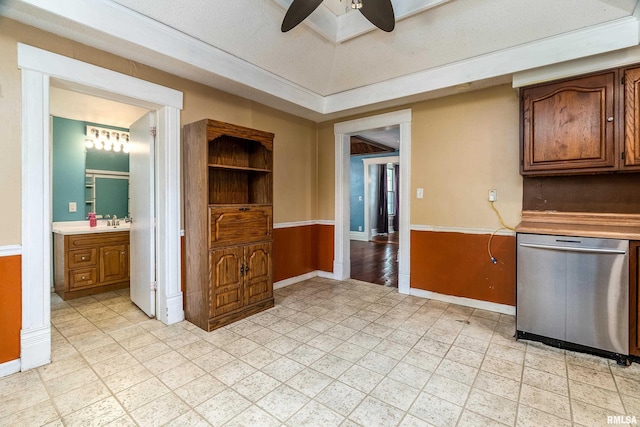 2112 Herbert St, Murphysboro, IL 62966 - kitchen with dishwasher, ceiling fan, light countertops, and a sink