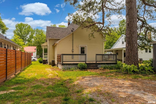 2112 Herbert St, Murphysboro, IL 62966 - back of property with a deck and a shingled roof