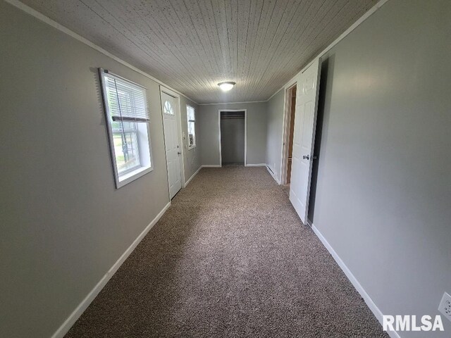 301 N Stotlar St, Benton, IL 62812 - corridor featuring carpet floors, ornamental molding, and baseboards