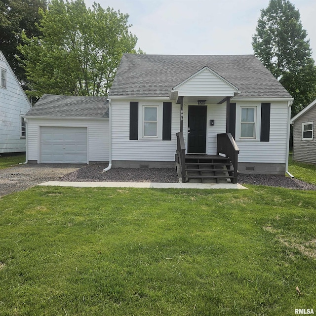 1006 S 26th St, Mount Vernon, IL 62864 - bungalow-style home featuring a shingled roof, a front yard, an attached garage, and driveway