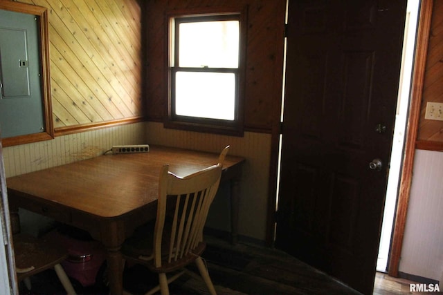 111 Rufus, Mount Vernon, IL 62864 - dining space featuring wood walls and wood finished floors