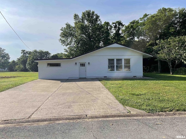 208 Dorris Dr, Metropolis, IL 62960 - ranch-style house with a front lawn and crawl space