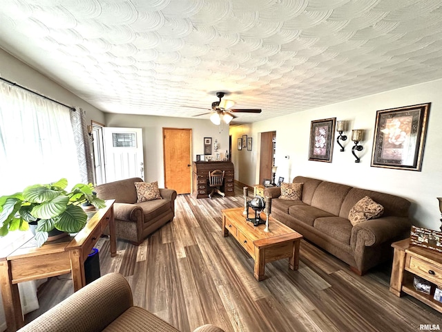 118 W 5th St, Hoffman, IL 62250 - living area featuring wood finished floors and a ceiling fan