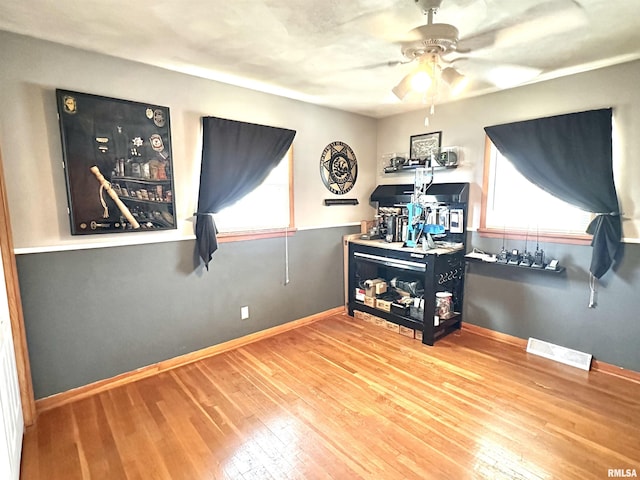 118 W 5th St, Hoffman, IL 62250 - misc room featuring plenty of natural light, hardwood / wood-style floors, a ceiling fan, and baseboards
