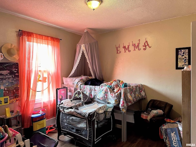 211 E Cross St, Dongola, IL 62926 - bedroom featuring wood finished floors and a textured ceiling