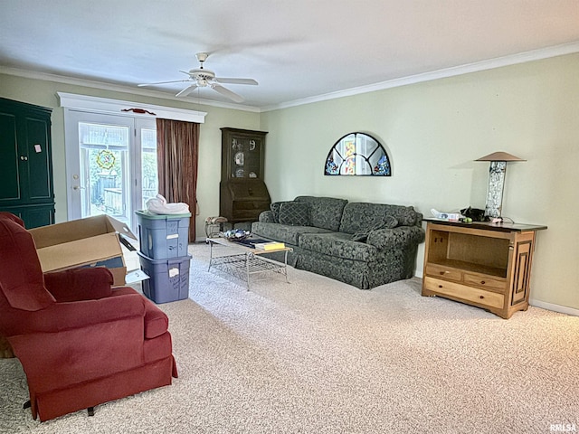 2016 Greenview St, Metropolis, IL 62960 - living room with carpet flooring, a ceiling fan, and crown molding
