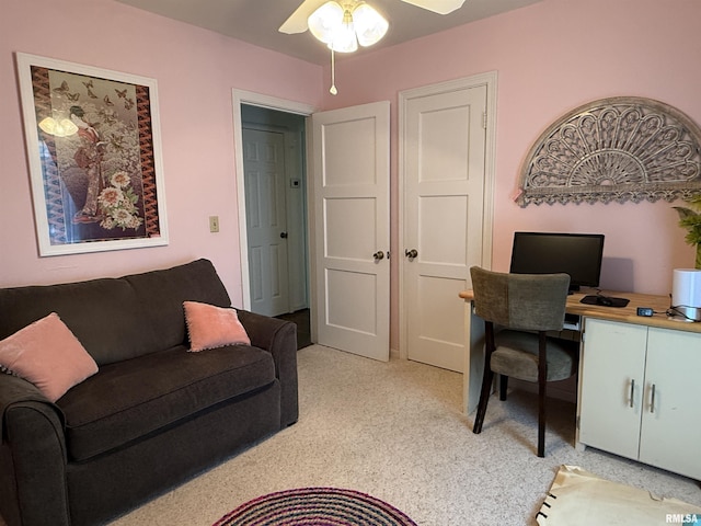 2016 Greenview St, Metropolis, IL 62960 - office space with a ceiling fan and light carpet