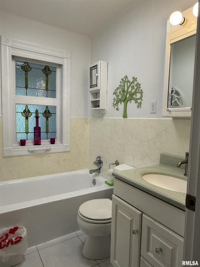 2016 Greenview St, Metropolis, IL 62960 - full bath featuring a garden tub, tile patterned flooring, vanity, and toilet