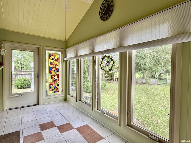 2016 Greenview St, Metropolis, IL 62960 - unfurnished sunroom featuring tile patterned floors and vaulted ceiling
