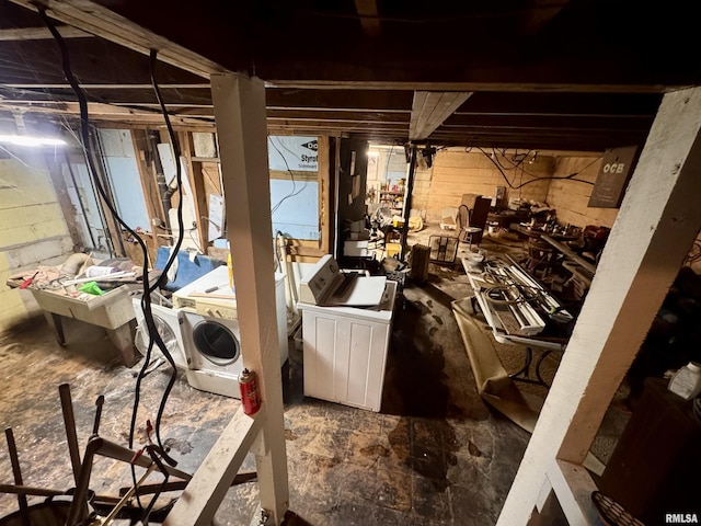 2601 Nielson Crossing Rd, Marion, IL 62959 - unfinished basement featuring independent washer and dryer