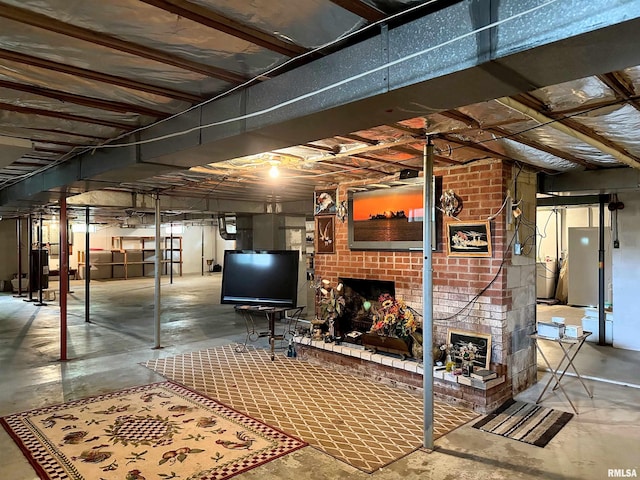 1011 W Goodall St, Marion, IL 62959 - basement featuring a brick fireplace