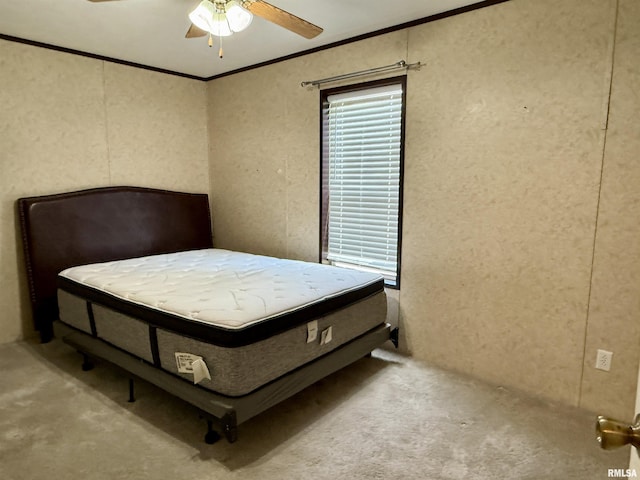 113 E 21st St, Metropolis, IL 62960 - carpeted bedroom featuring crown molding, multiple windows, and ceiling fan