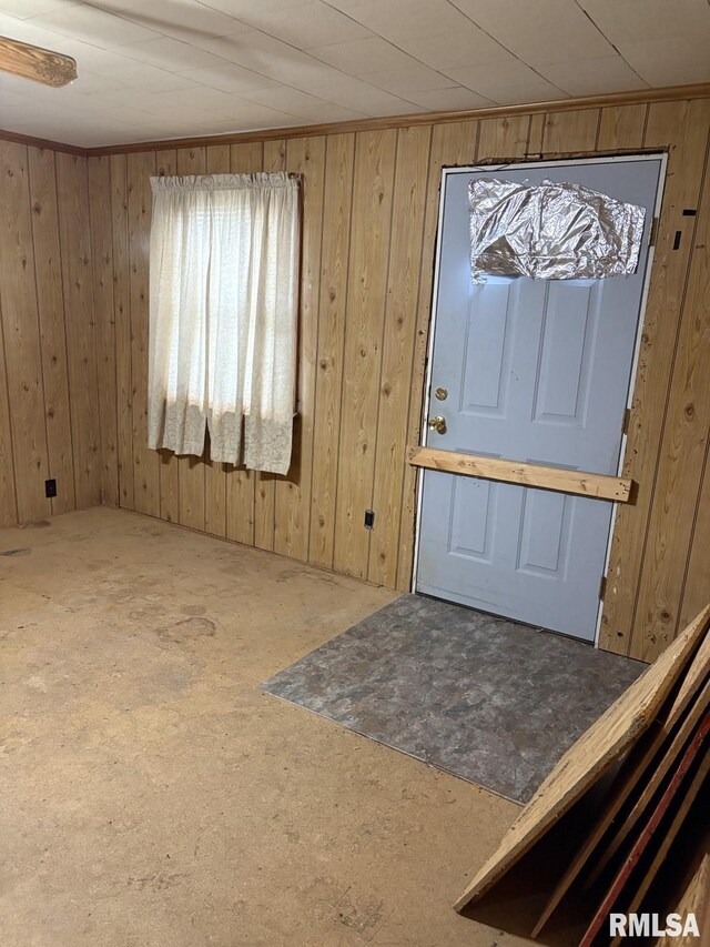 1606 W Faust St, Marion, IL 62959 - entryway featuring wooden walls and carpet floors