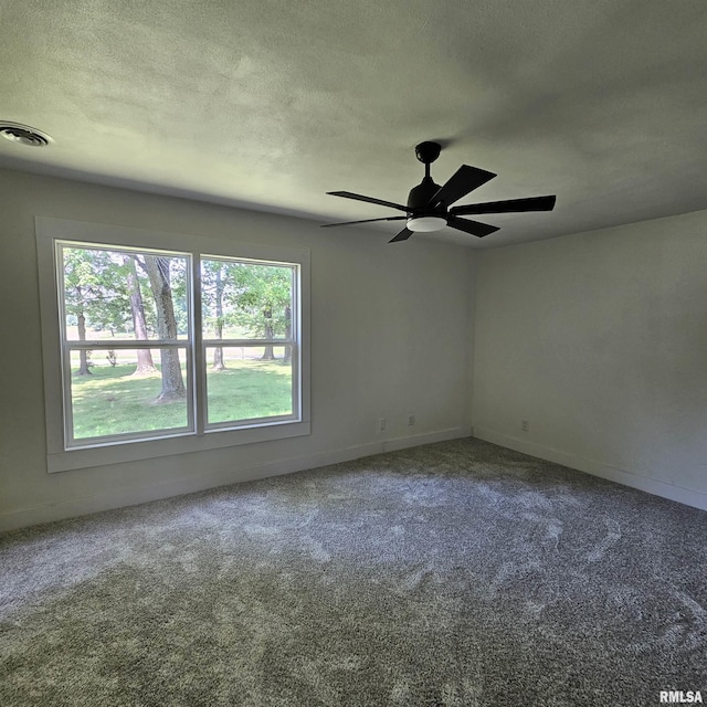 15074 N Mccauley Ln, Mount Vernon, IL 62864 - spare room featuring carpet, ceiling fan, baseboards, and a textured ceiling