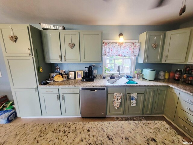 100 Stable Dr, Carterville, IL 62918 - kitchen featuring dishwasher, a sink, and light stone countertops