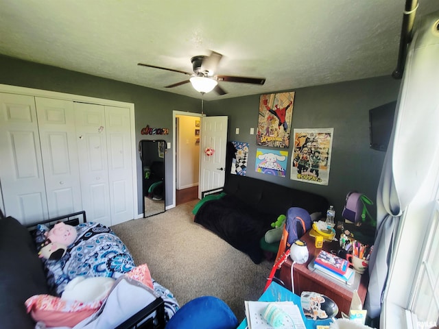 100 Stable Dr, Carterville, IL 62918 - bedroom with a closet, carpet floors, and a ceiling fan