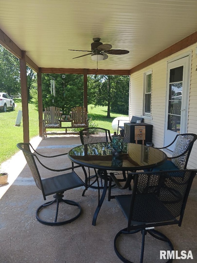 2623 Kk Rd, Waterloo, IL 62298 - view of patio with ceiling fan and outdoor dining area