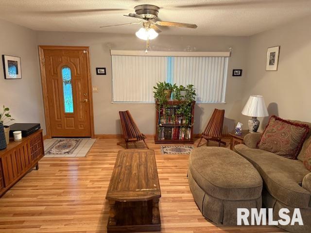 1700 W Taylor Dr, Carbondale, IL 62901 - living area featuring light wood-style floors and a ceiling fan