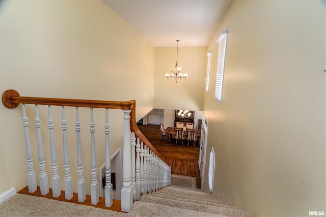 1803 N Dawn Dr, Marion, IL 62959 - stairway with a chandelier and carpet flooring