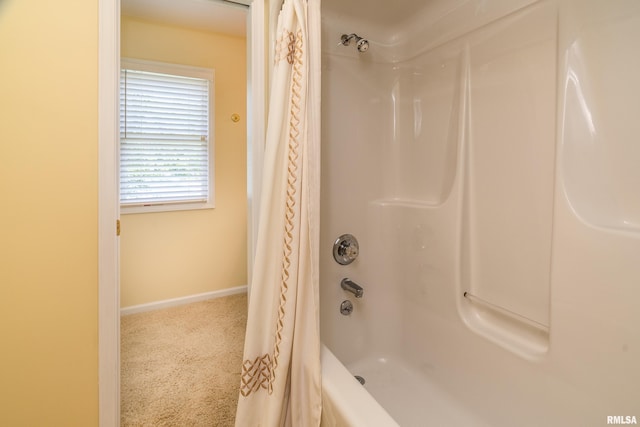 1803 N Dawn Dr, Marion, IL 62959 - bathroom with shower / bath combo and baseboards