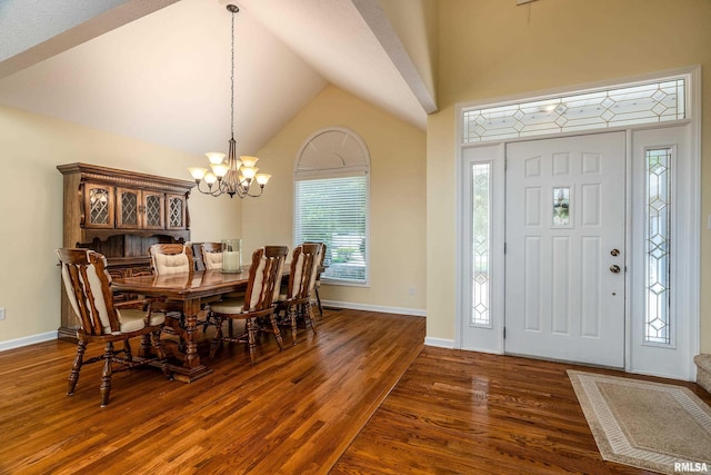 1803 N Dawn Dr, Marion, IL 62959 - entryway featuring a chandelier, wood finished floors, and lofted ceiling
