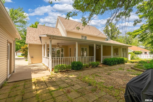 1803 N Dawn Dr, Marion, IL 62959 - view of front of house with roof with shingles, a ceiling fan, and covered porch
