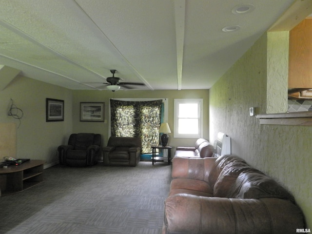 4370 Buncombe Rd, Vienna, IL 62995 - carpeted living area with ceiling fan