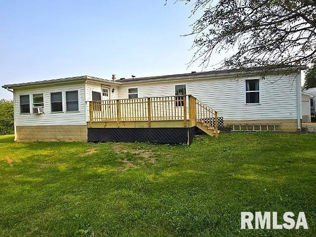 18802 E Fairfield Rd, Mount Vernon, IL 62864 - rear view of property with a wooden deck, a yard, and cooling unit